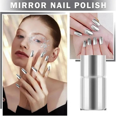 Jiwoo Silver Quick Drying Long Lasting Metallic Mirror Effect Nail Polish silver