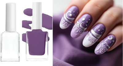 tanvi27 INSTANT NAIL PAINT FOR STYLING NAILS QUICK DRY PEARL VIOLET.WHITE PEARL VIOLET, WHITE(Pack of 2)