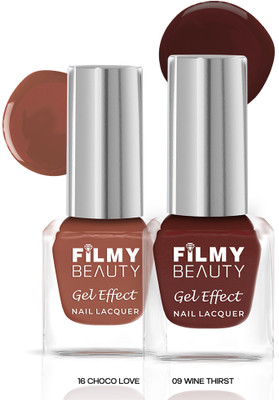 Filmy Beauty Gel Nail Polish Celestia Set of 2 – Wine Thirst & Choco Love | Quick-Dry Gel Brown, Brown(Pack of 2)