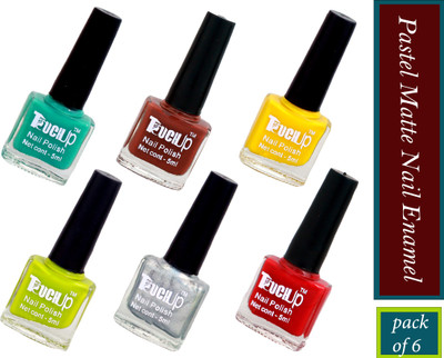 touchup Pastel Matte Nail Enamel, Set of 6, 5 Pastel Matte and 1 Metallic colors Multicolor(Pack of 6)