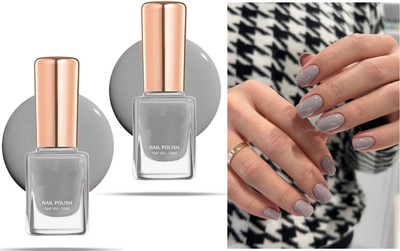 REIMICHI Nail Polish Set of 2 - Chip-Resistant Glossy Finish Light Grey(Pack of 2)