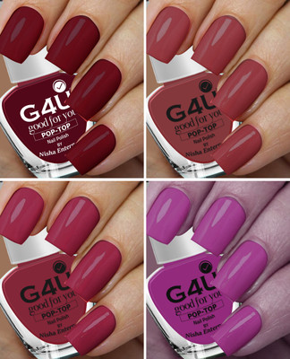G4U Bright 4 Piece Quick Dry Nail Polish Kit A12 Wine-Mauve-Brown-Plum(Pack of 4)
