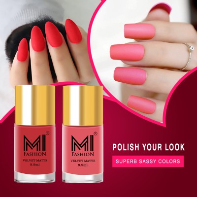 MI FASHION Get The Ultimate Matte Look With Our High-Quality Formula Of Nail Polish Peach,Peach(Pack of 2)