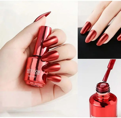 THTC Mirror Effect Chrome Nail Art Polish Metallic Red red
