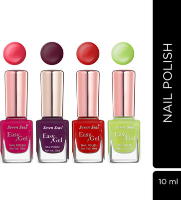 Seven Seas Easy Gel Nail Paint Pack Of 4 Long Stay In Matte Finish Multicolor(Pack of 4)