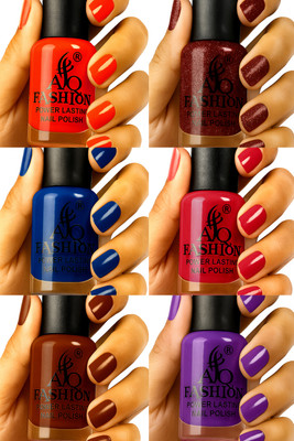 AQ FASHION Long Lasting quick dry Nail Polish New collection Combo A58 Multicolor(Pack of 6)