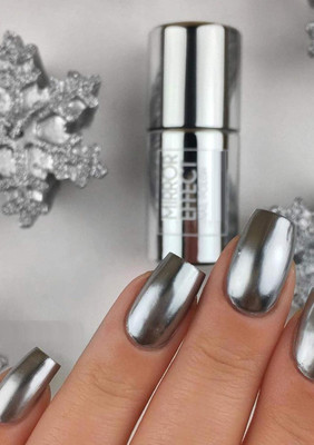MYEONG Metal Chrome Magic Mirror Effect Nail Polish Silver Silver