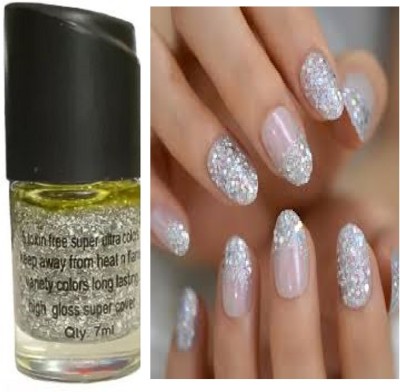 Luipui trending long lasting glitter silver nail polish pack of 1 silver