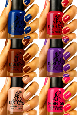 AQ FASHION Long Lasting quick dry Nail Polish New collection Set 1263 Multicolor(Pack of 6)
