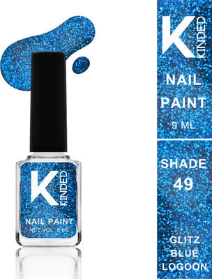 KINDED Nail Paint Lacquer Nail Polish Enamel with One Coat Single Stroke Application Glitz Blue Logoon