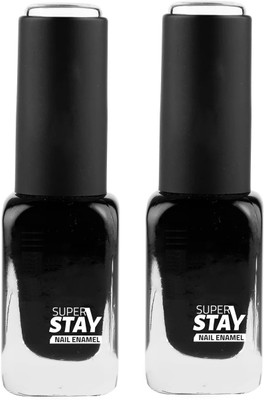 MYEONG Top Coat Water Proof Nail Paint Combo Black(Pack of 2)