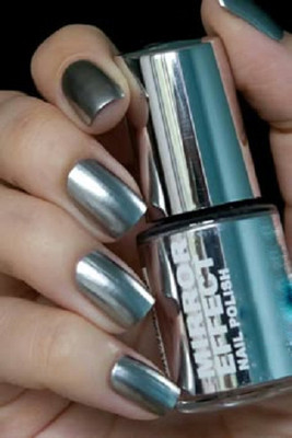 Emijun Silver Mirror Effect Metallic Nail Polish Magic Mirror Effect Chrome Nail Polish SILVER