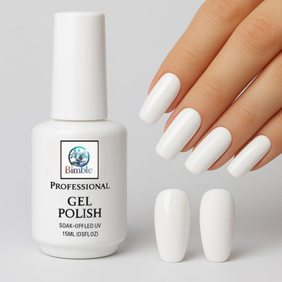 BIMBLE UV Gel Nail Polish 15ml White Shade 002 High Gloss Long Lasting Shade 002 White