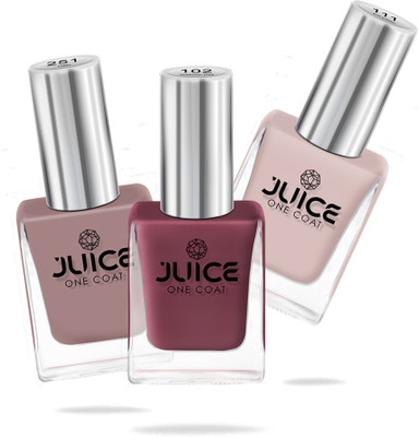 Juice Nail Paint Combo 27 Sun Kissed, Dusty Coral, Camel(Pack of 3)
