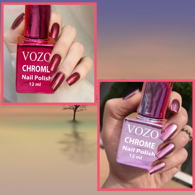 VOZO Metallic Magic Mirror Effect Chrome Nail Art Polish Varnish Multicolor,(Pack of 2)