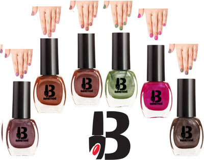 Banetion New Beautiful HD Color Nail Polish Combo ,6-jade-33 Multi(Pack of 6)