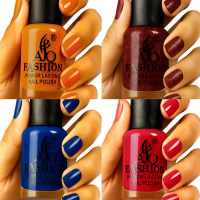 AQ FASHION Long Lasting quick dry Nail Polish New collection Set A153 Multicolor(Pack of 4)