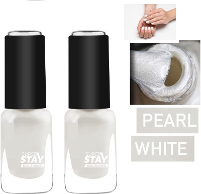 WOONGMI Pigmented & Long Stay Unique Pearl White Nail Paint combo of 2 Pearl white ( PEARL WHITE