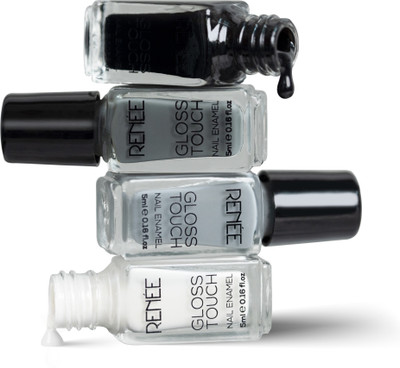 Renee Gloss Touch N01 Classic Monochrome - Set of 4 Nail Enamels, 5ml each N01 Classic Monochrome(Pack of 4)