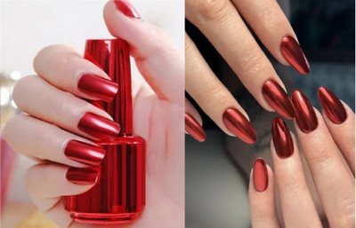 CATERINACHIARA new Metallic Nail Polish Mirror Effect RED. RED