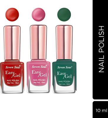 Seven Seas Nail Polish Combo Pack Of 3 Easy Gel Trendy Shade Multicolor(Pack of 3)