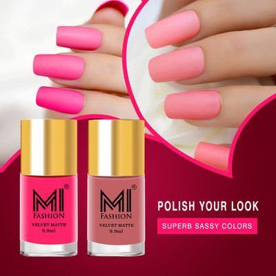 MI FASHION Step Up Your Nail Game With Matte Polish Of Every Season Pink,Rose(Pack of 2)