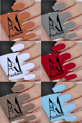 A1Fashion Premium Nail Polish High Gloss Colour Pack of 6 Multicolor(Pack of 6)
