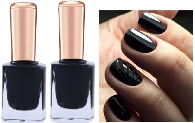 Latixmat Gel Finish, High Gloss Long Lasting Nail Polish black(Pack of 2)