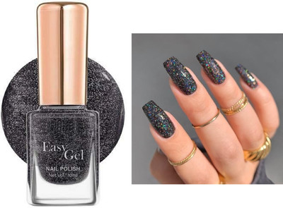 GABBU BLACK GILLTER MATTE FINISH WATER PROOF NAIL PAINT balck gillter