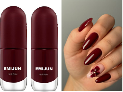 Emijun Long Lasting nail polish Nail Lacquer,MAROON MAROON(Pack of 2)