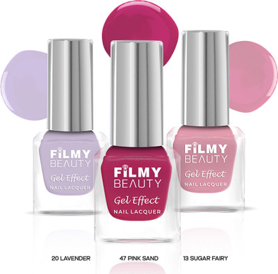 Filmy Beauty Gel Nail Polish Vancy Set of 3 – Sugar Fairy, Lavender & Pink Sand | Gel Shine Pink, Purple, Pink(Pack of 3)