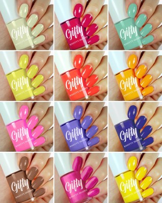 GIFTY Brilliant Shine Glossy Modern Nail Polish Paint Set Combo 6ml each of 12 Bottles Red, Brown, Parrot, Cream, Light Purple, Pink, Wine, Plum, Yellow, Orange(Pack of 12)