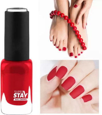 EVERERIN Red gel based Nail Paint With Smooth Glossy Finish look Red RED