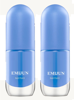 Emijun Nail Lacquer | Glossy Gel Finish | Rich Pigmentation | Chip Free SKY BLUE(Pack of 2)