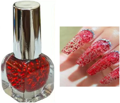 Luipui BEST NEW TRENDING WATER PROOF RED SPARKLE NAIL POLISH RED