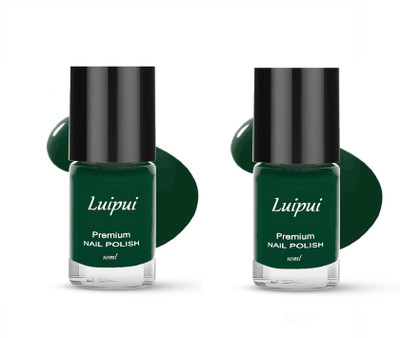 Luipui Premium Green Nail Polish / Shine Finish, Long lasting, Quick Drying GREEN(Pack of 2)