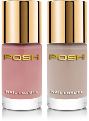 Posh HIGH GLOSS NAIL POLISH, QUICK DRY,TOXIN FREE,9 ML EACH,611,614, HYDRANGEA,NATURAL BEIGE(Pack of 2)