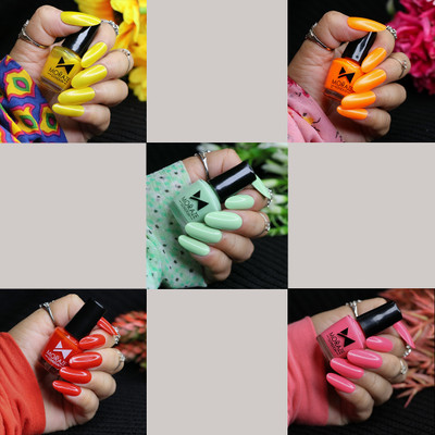 MORAZE Combo Pack Of 5 Nail Polish||Glosy Lomg-Lasting Multicolor(Pack of 5)