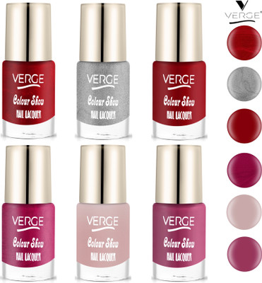 VERGE Colour Show HD Nail Lacquer (NO FADING & NO CHIPPING) (Pack of 6) CS6 (72) CS6_72(Pack of 6)
