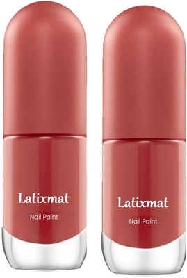 Latixmat Intense Color | Ultra-Glossy Shine | Long-Lasting Nail Paint BRICK RED BRICK RED(Pack of 2)