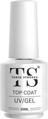 THR3E STROKES No Wipe Top Coat Soak Off UV LED Gel Nail Polish Gel Top Coat Shiny Long Lasting 15ml Clear