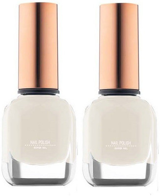 MYEONG Flexible Brush & Long Stay Nail Color Polish Combo White(Pack of 2)