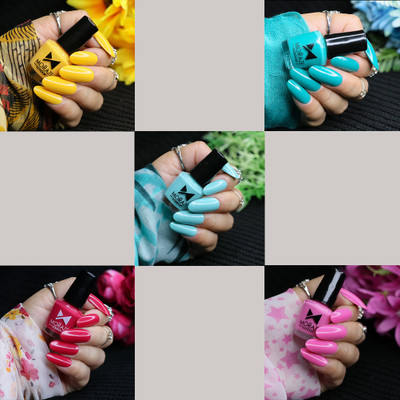 MORAZE Mania Grand Shine Everlasting High Definition Nail Polish Combo Set of 5 Pcs Multicolor(Pack of 5)