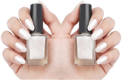 tanvi27 New High Gloss & Quick Dry Non UV Long Lasting Pearl White Nail Polish Pearl White(Pack of 2)