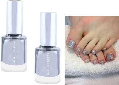 ADJD Combo Nail Polish Long Lasting Quick Drying Glossy Finish Silver Silver