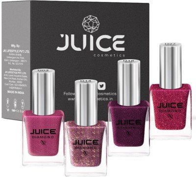 Juice ONE COAT NAIL PAINT COMBO LONG LASTING 11ML EACH PACK OF 4 DESIRE PINK - D03, DIAMOND MIST ROSE - D14, DIAMOND GARNET - D18, GOOD GOSSIP - D27(Pack of 4)