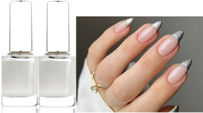 HUZURLU SILVER NAIL POLISH WITH SOFT METAL TEXTURE COMBO grey(Pack of 2)