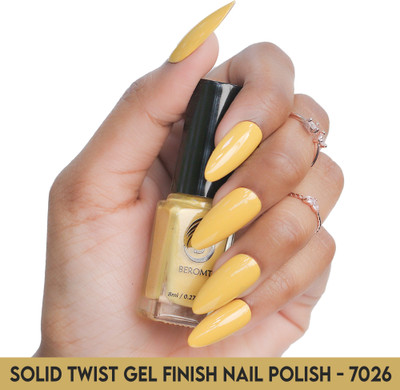 BEROMT SOLID TWIST GEL FINISH NAIL POLISH - BNP7026 Pearl Yellow