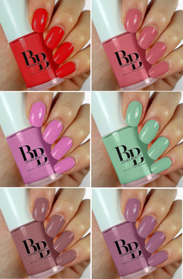 BB LOOKS BEAUTY Glossy Finish Nail Polish Combo | Long Lasting, Quick Dry With Chip Resistant Multicolor(Pack of 6)