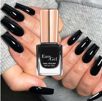 manasona Black Glossy High Shine Premium Quality Long Lasting Nail Polish Black